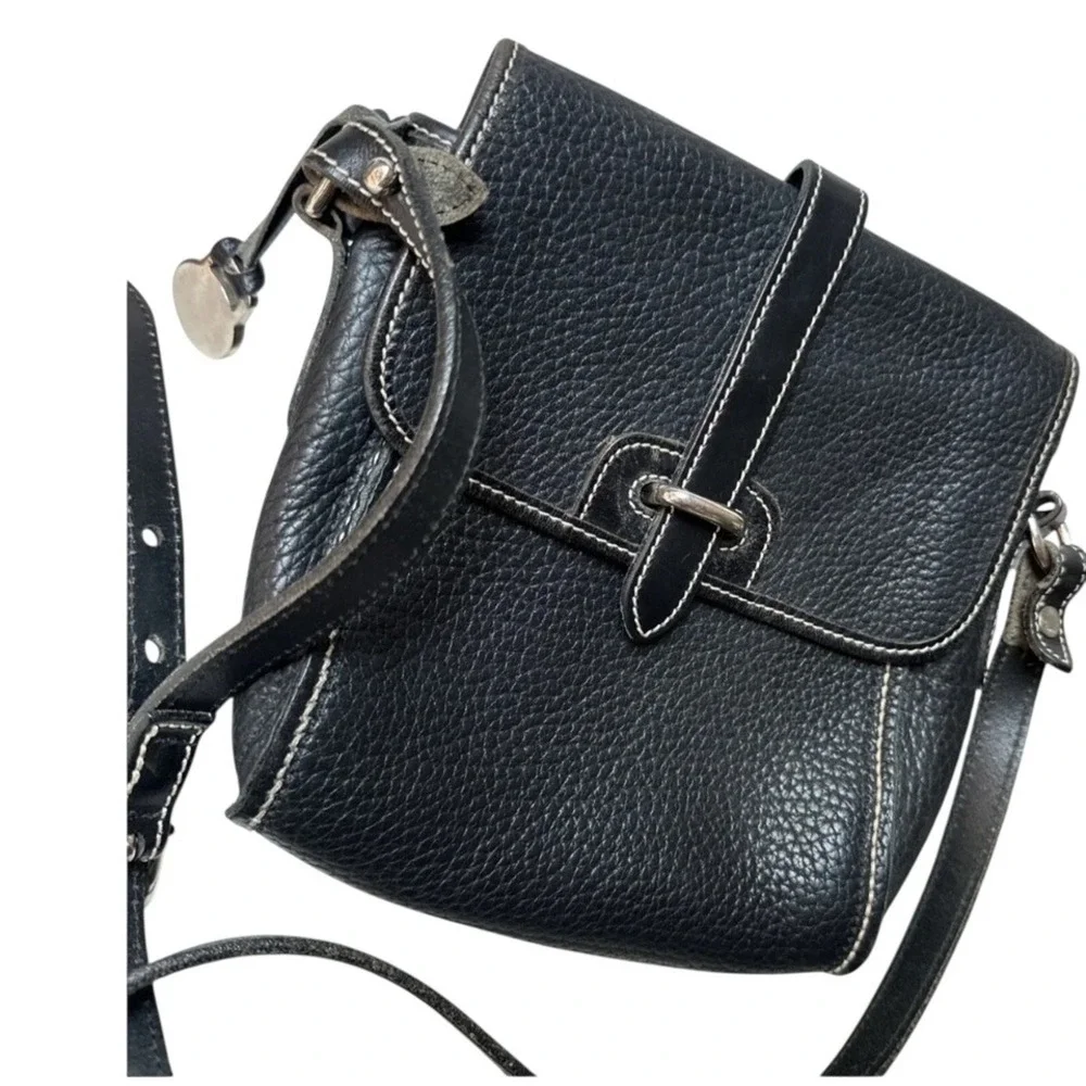 Vintage Dooney & Bourke Equestrian Crossbody Bag-Black AWL Leather - Picture 4 of 11